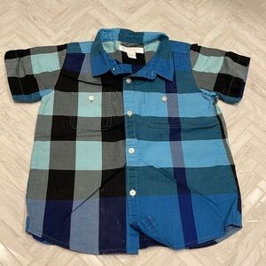Burberry Blue plaid polo shirt, boys size 3